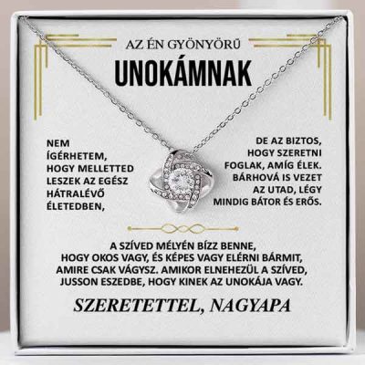 Gyönyörű unokámnak - 14K fehér aranyozású nyaklánc cirkónia kristályokkal ANNIE
